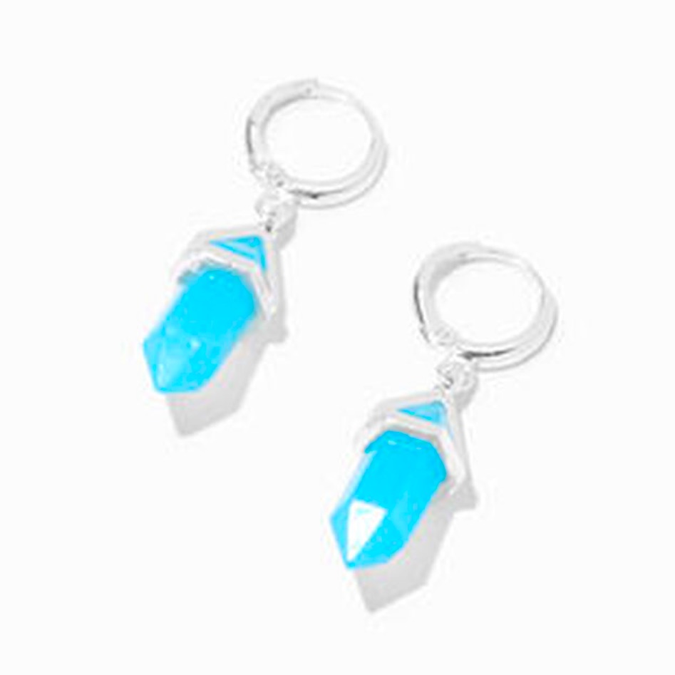 Blue Mystical Gem 10mm Huggie Hoop Drop Earrings - Nwt 15$